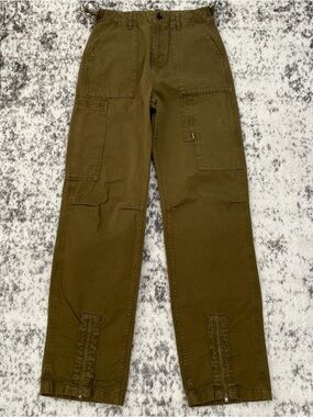 Zara Vintage inspired olive Green cargo pants with zipper detailing